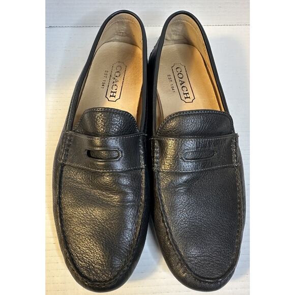 Coach Signature Leather Men's Neal Pebbled Driver Shoes Size 11.5 0906 Black D13 - Picture 1 of 11